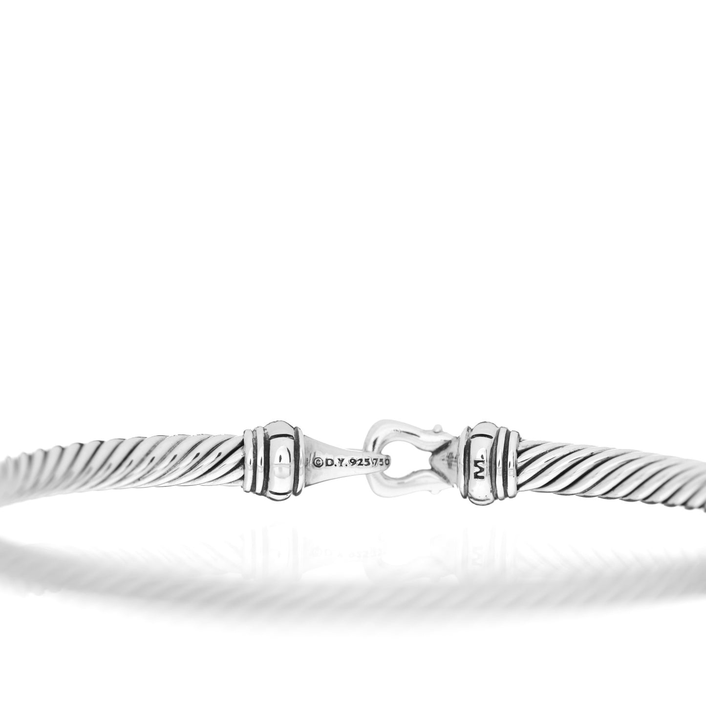 Sterling Silver 18K Yellow Gold 4mm Cable Classic Buckle Bracelet