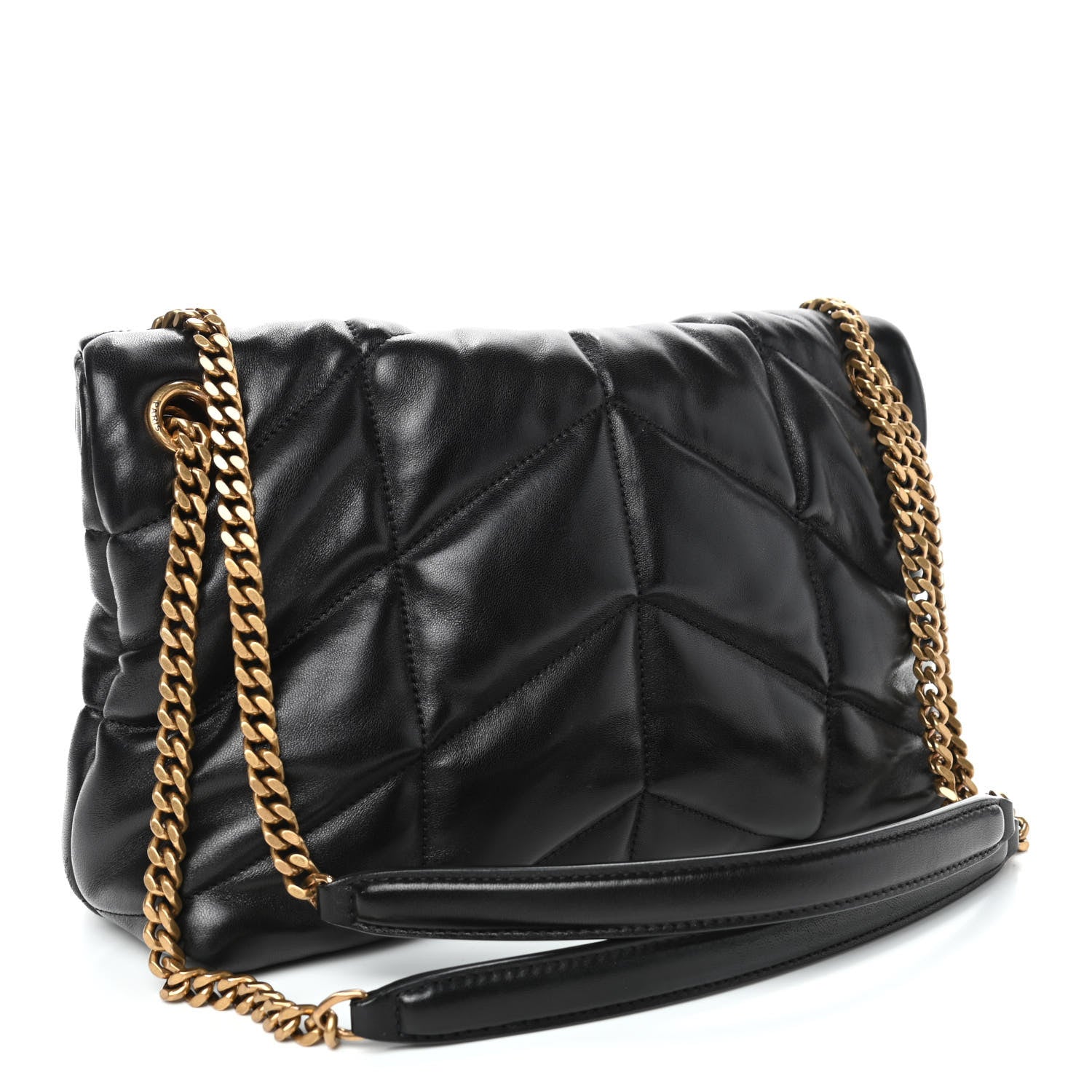 Saint Laurent Lambskin Quilted Small Loulou Puffer Monogram Chain Satchel Black 2 of 4