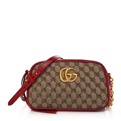 Gucci Monogram Azalea Calfskin Matelasse Diagonal Small GG Marmont Chain Shoulder Bag Beige Ebony New Cherry Red 1 of 12