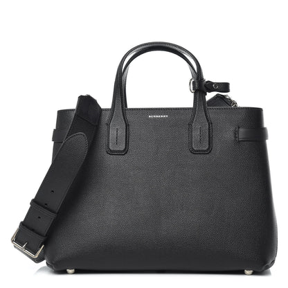 Burberry Derby Calfskin Vintage Check Medium Banner Tote Black 1 of 11