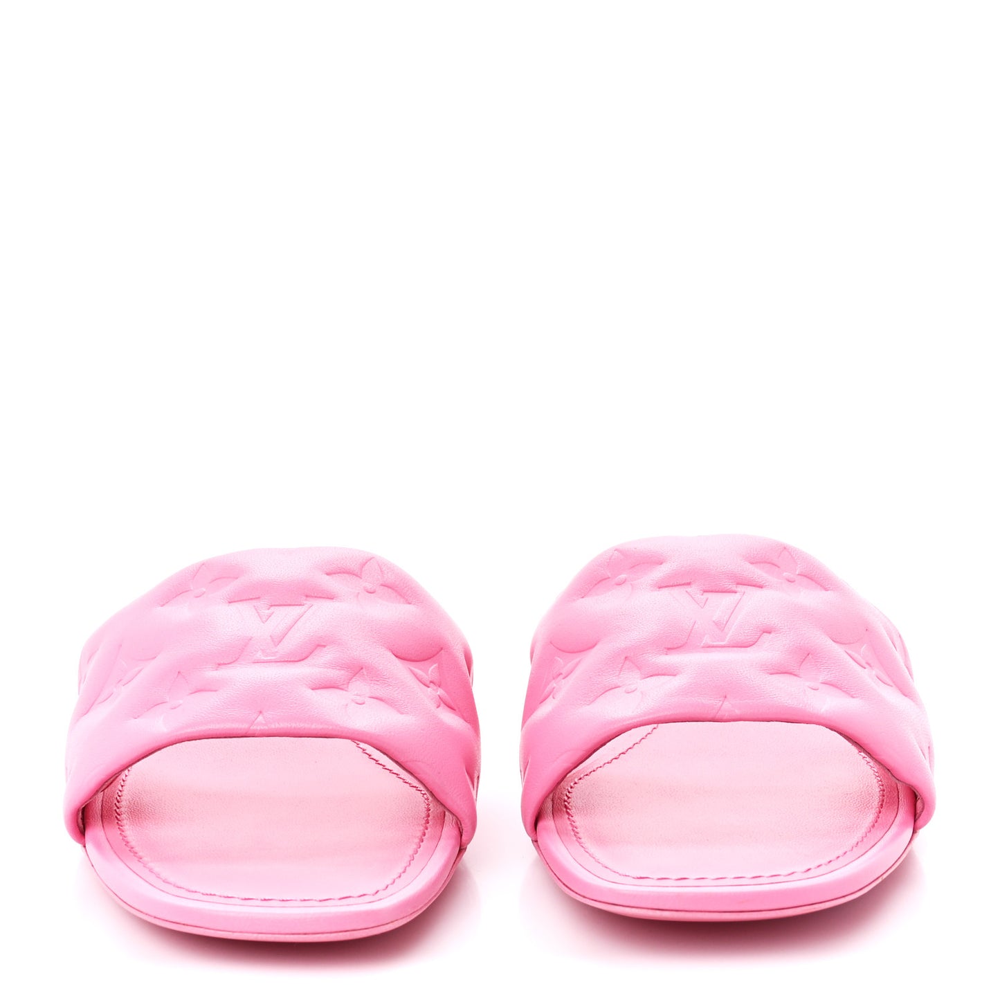 Lambskin Embossed Monogram Revival Flat Mules 38 Rose