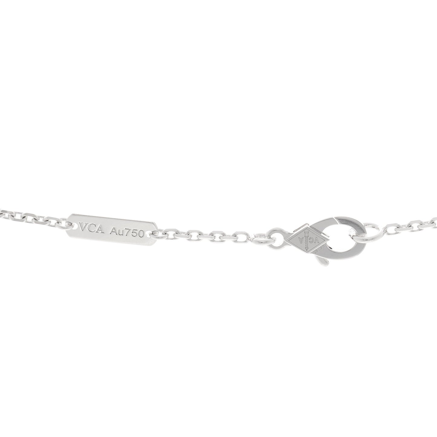 18K White Rose Gold Diamond Guilloche Vintage Alhambra Pendant Necklace
