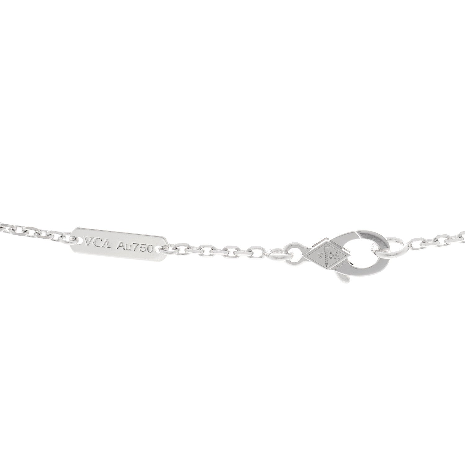 Van Cleef & Arpels 18K White Rose Gold Diamond Guilloche Vintage Alhambra Pendant Necklace 4 of 5