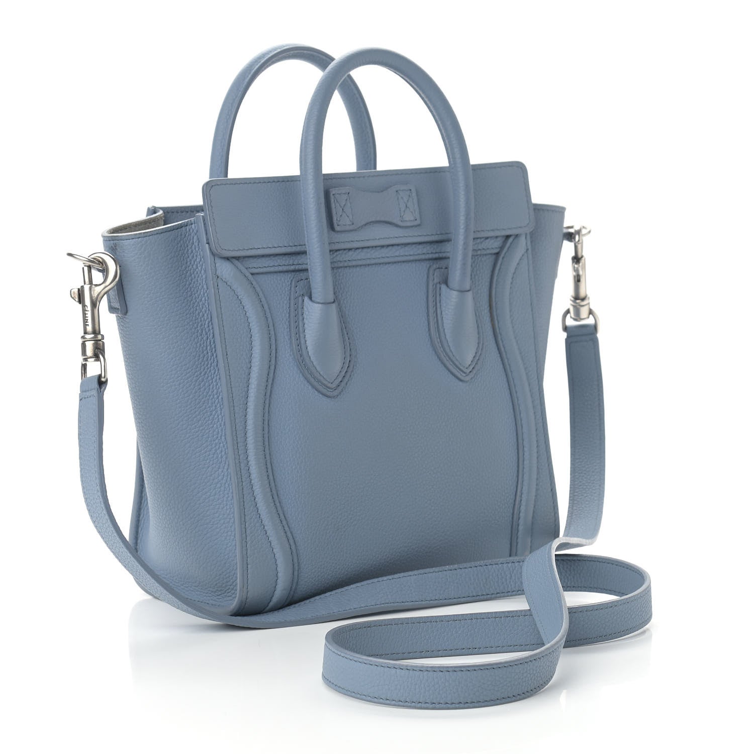 Celine Drummed Calfskin Nano Luggage Blue 2 of 8