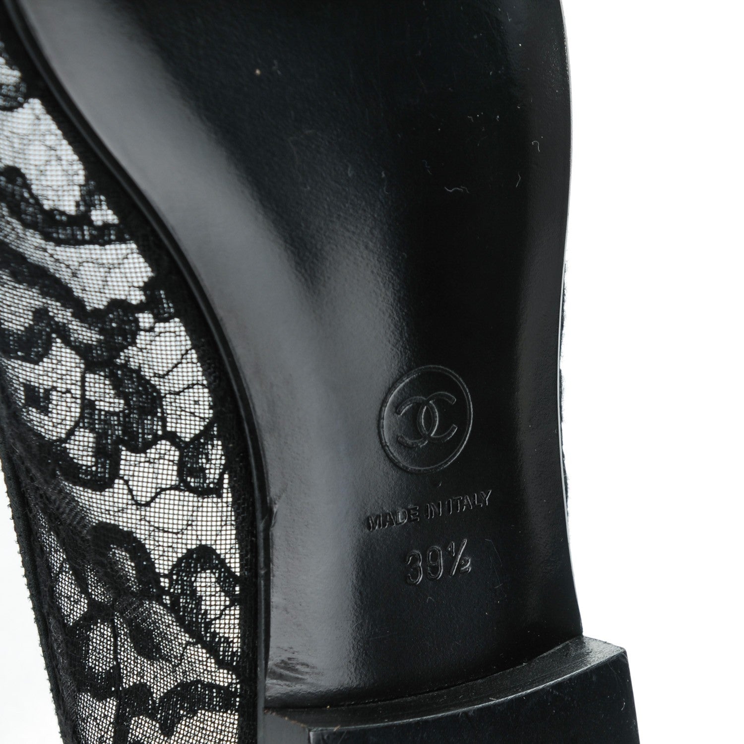 Chanel Lace Patent Calfskin Cap Toe CC Ballerina Flats 39.5 Black 6 of 8