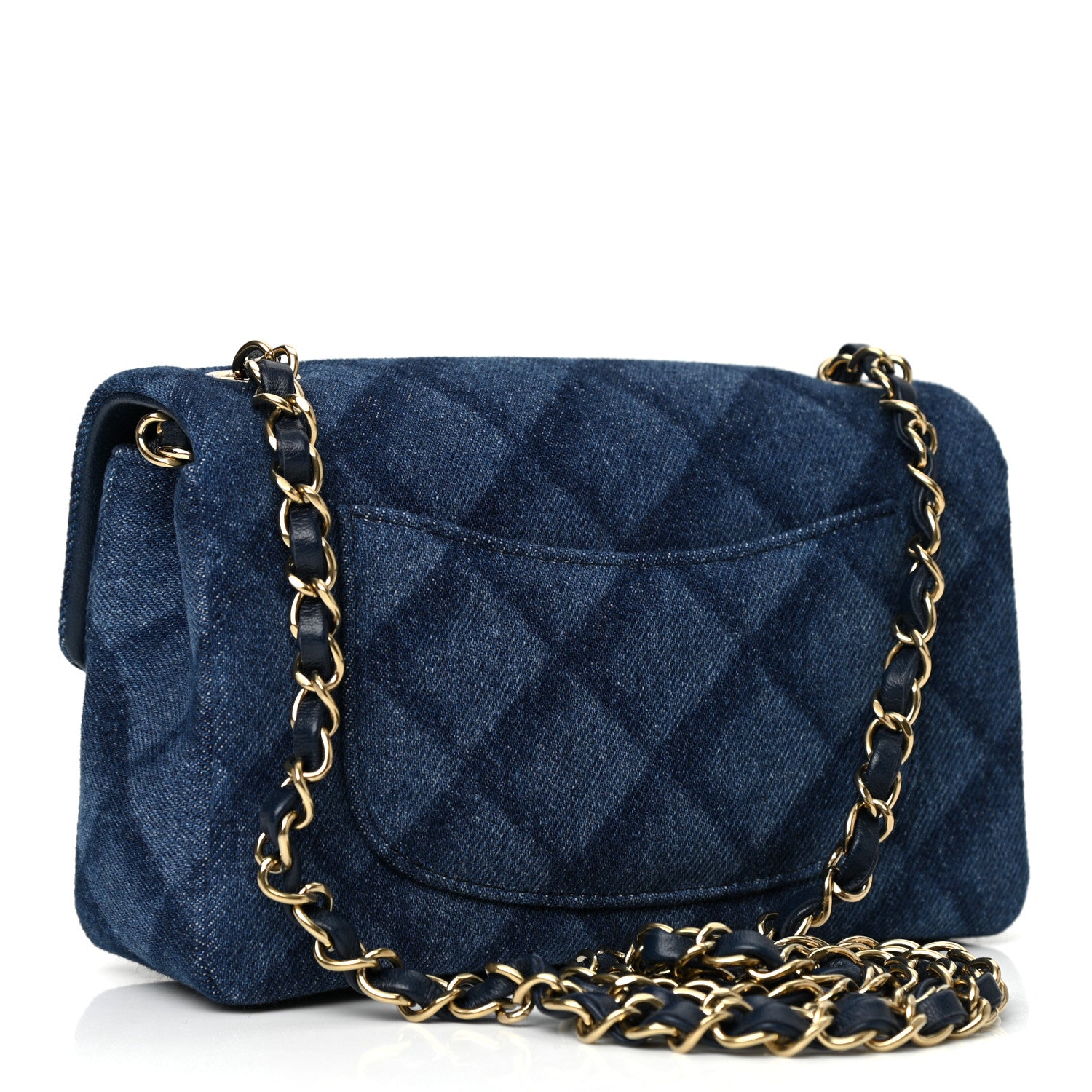 Chanel Printed Denim Quilted Mini Rectangular Flap Dark Blue 3 of 10