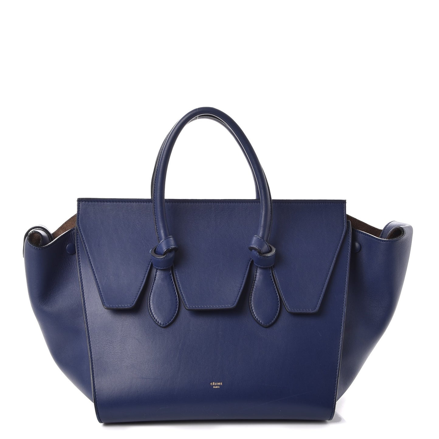 Smooth Calfskin Small Tie Knot Tote Dark Indigo