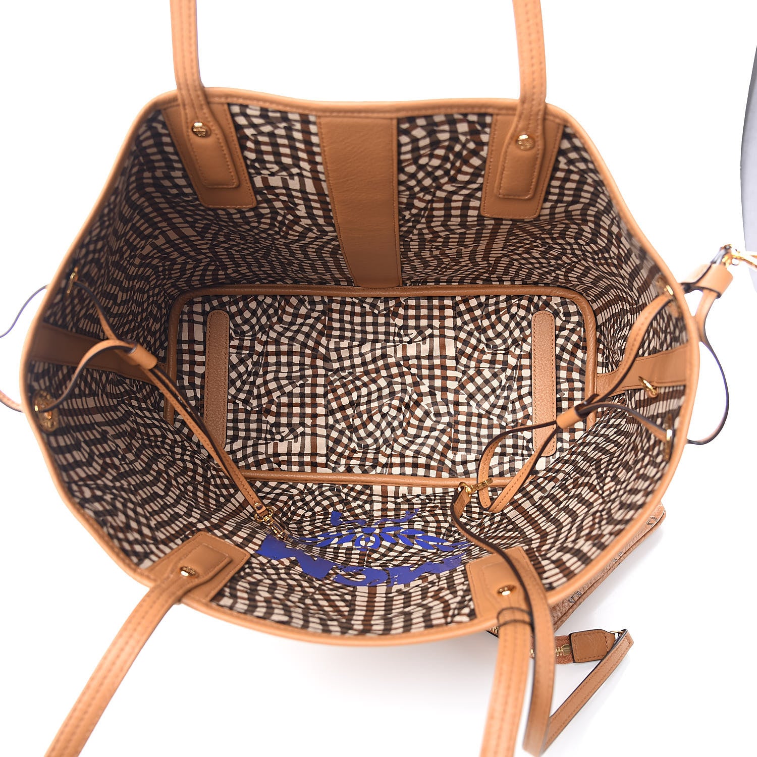 MCM Visetos Medium Liz Reversible Shopper Tote Cognac 10 of 18