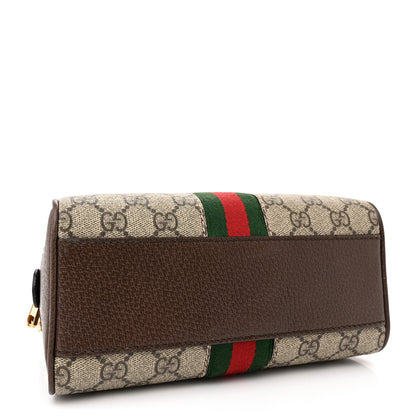 Gucci GG Supreme Monogram Textured Dollar Calfskin Web Mini Ophidia Top Handle Bowler Bag Beige Ebony New Acero 4 of 11