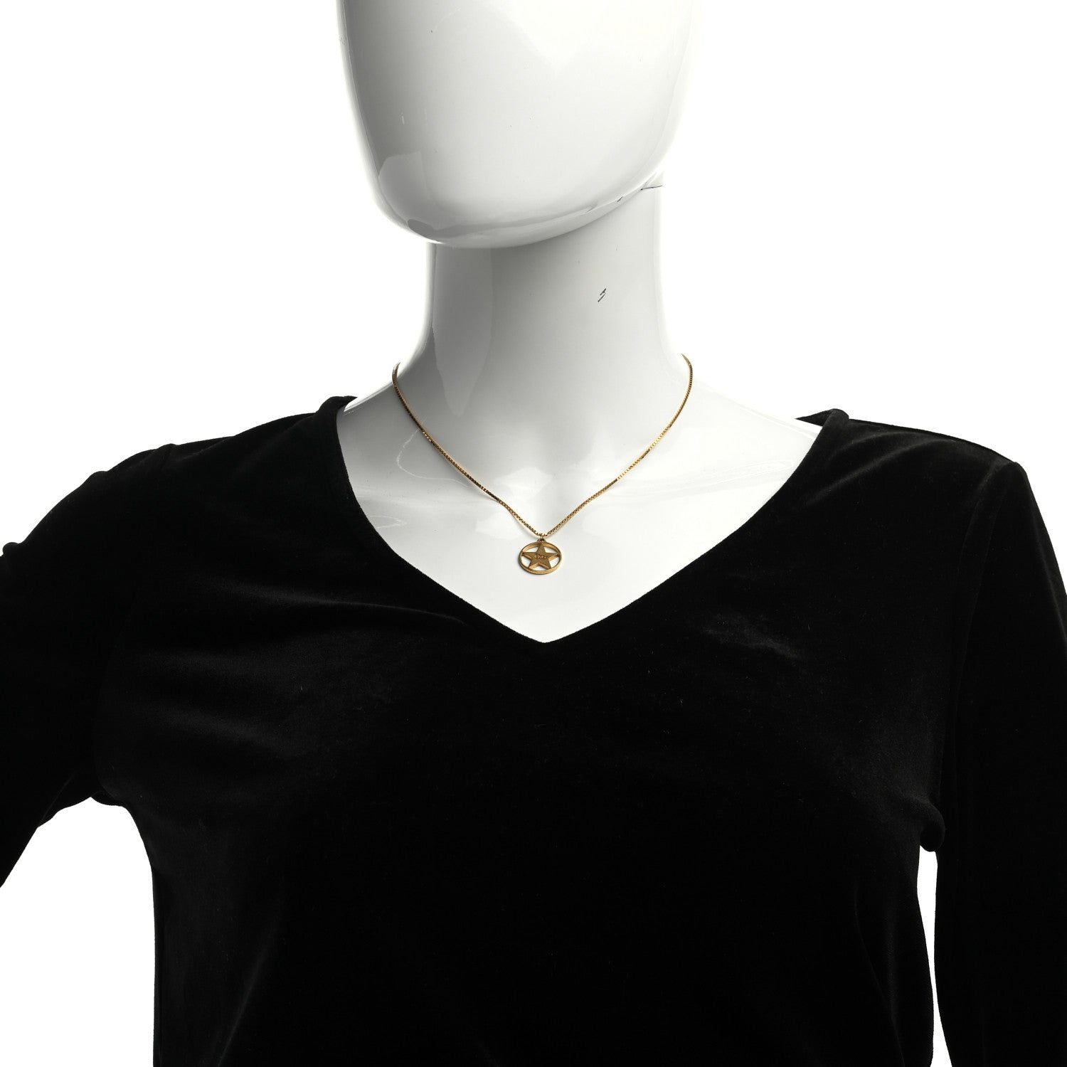 Christian Dior Metal Star Necklace Gold 2 of 5