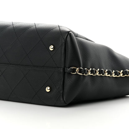 Chanel Bullskin Stitched Small Shopping Tote Black 10 of 10