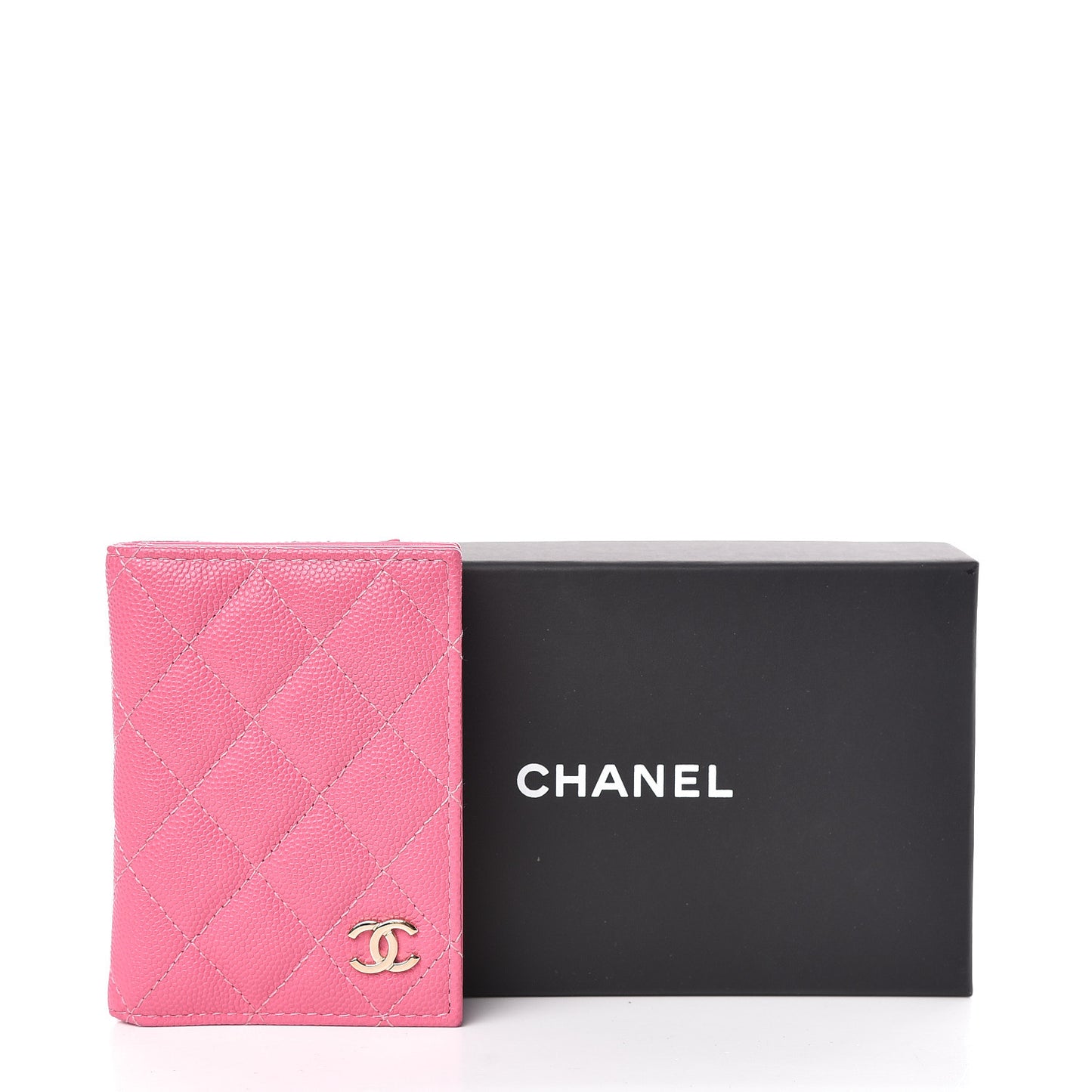 Caviar Quilted Card Holder Wallet Pink