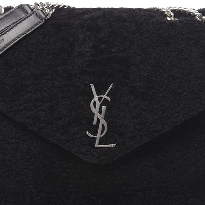 Saint Laurent Shearling Monogram Medium Loulou Shoulder Bag Black 9 of 9