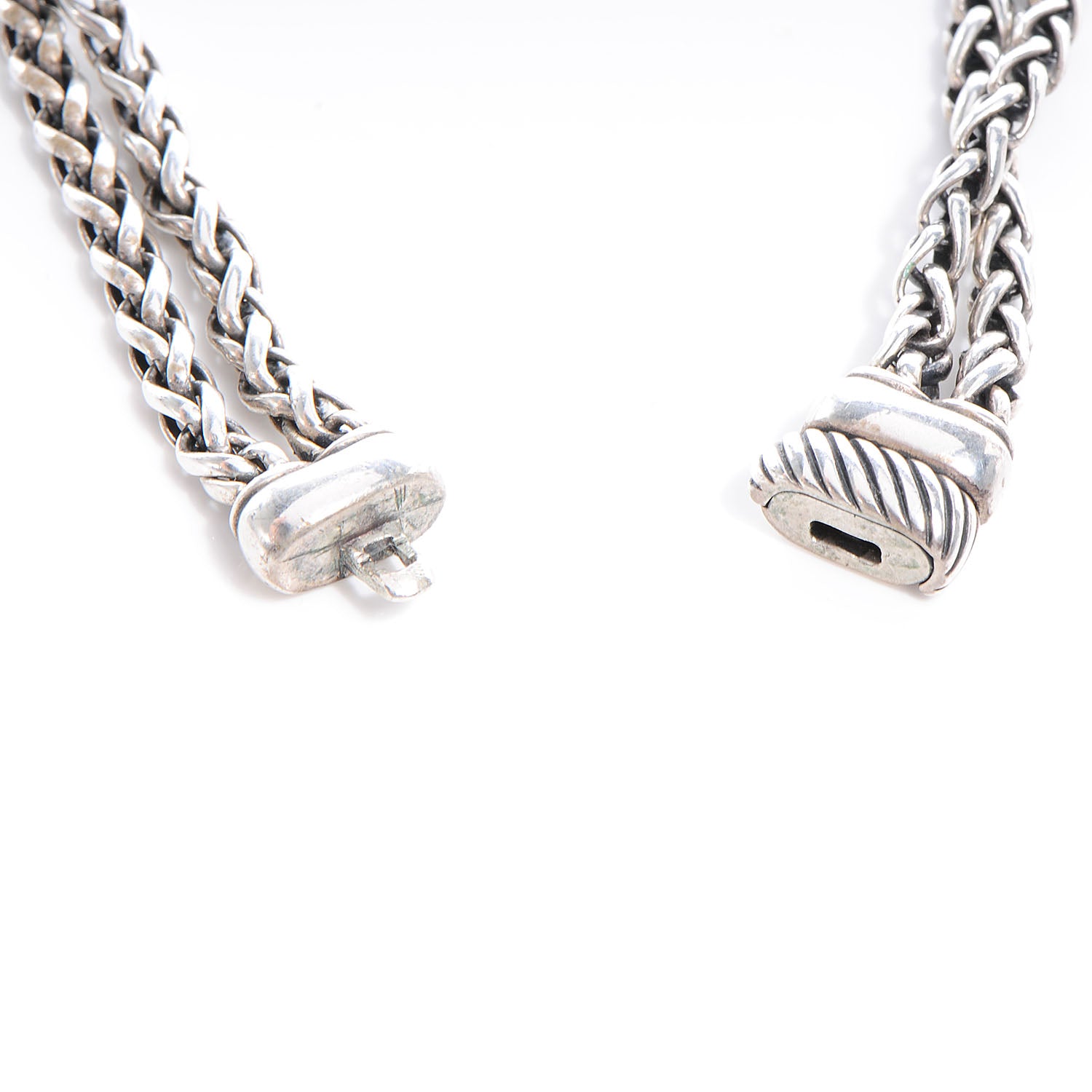 David Yurman Sterling Silver Diamond 18mm Double Wheat Chain Necklace 4 of 5