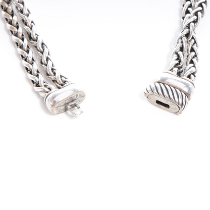 David Yurman Sterling Silver Diamond 18mm Double Wheat Chain Necklace 4 of 5