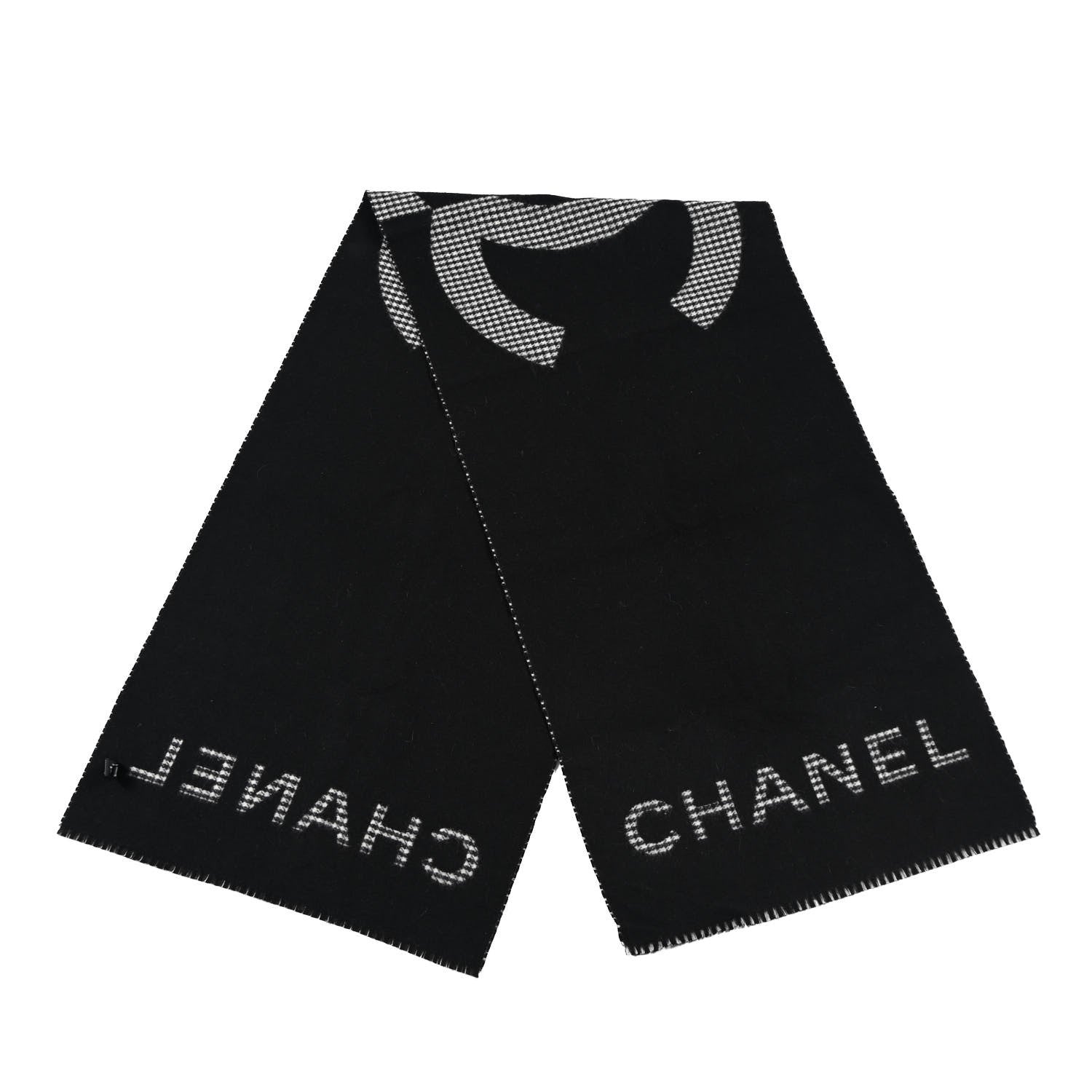 Chanel Cashmere CC Stole Black Grey 3 of 5