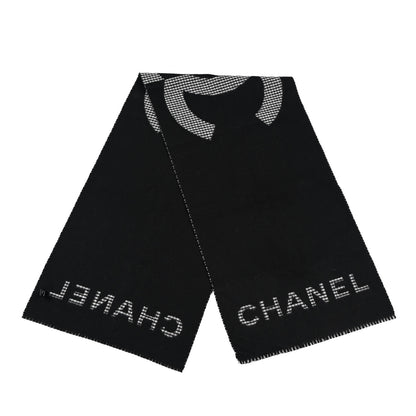 Chanel Cashmere CC Stole Black Grey 3 of 5