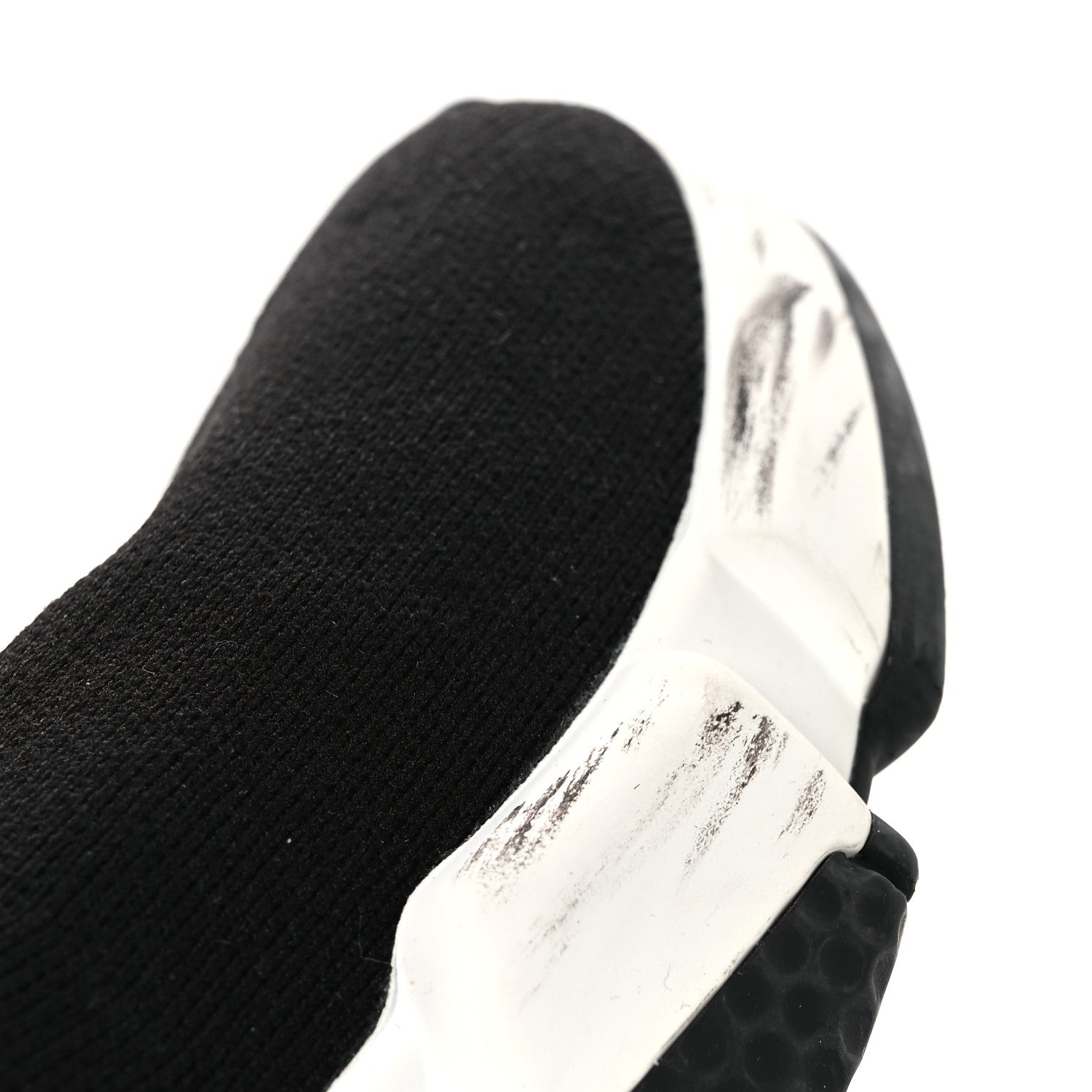 Balenciaga Neoprene Knit Womens Speed Clear Sole Sneakers 37 Black White 12 of 13