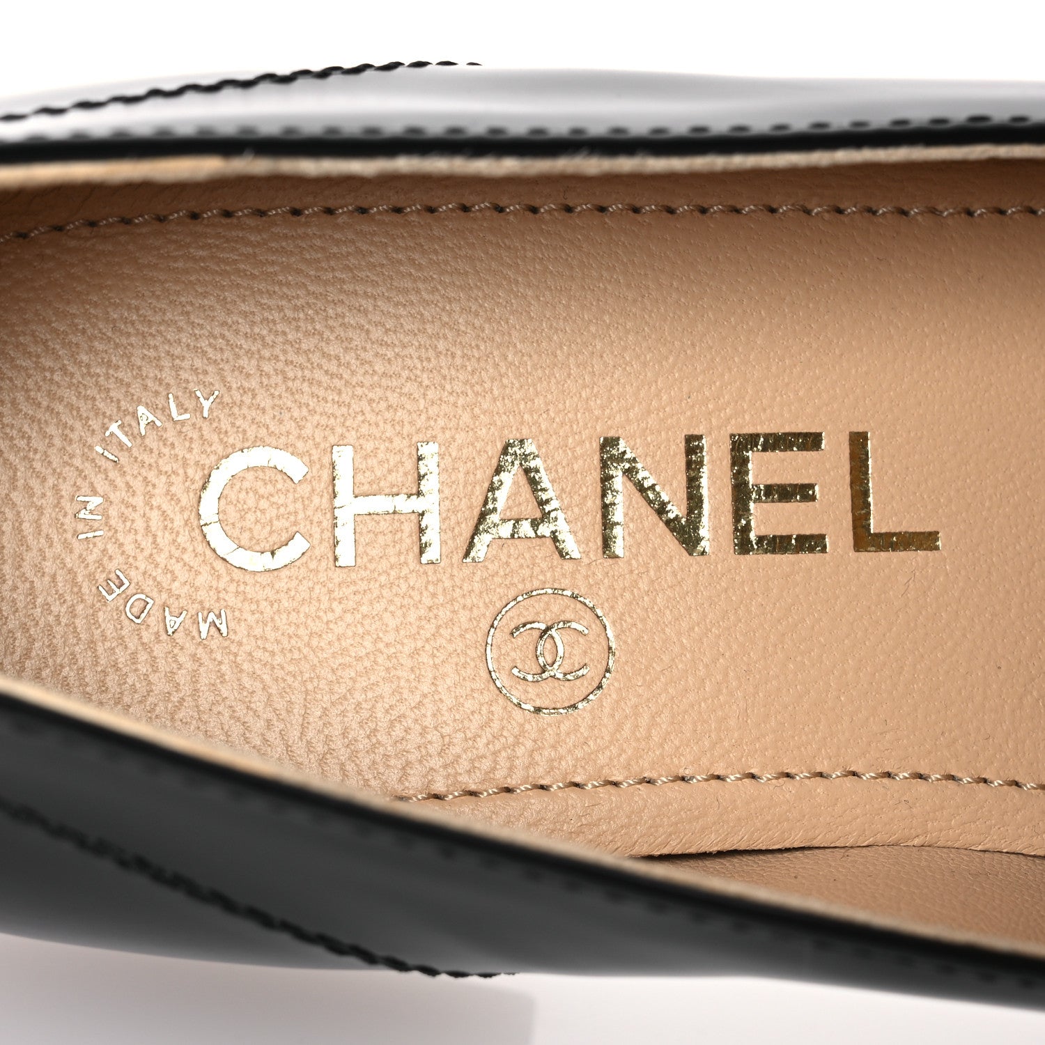Chanel Shiny Calfskin Logo Loafers 37.5 Black 8 of 10