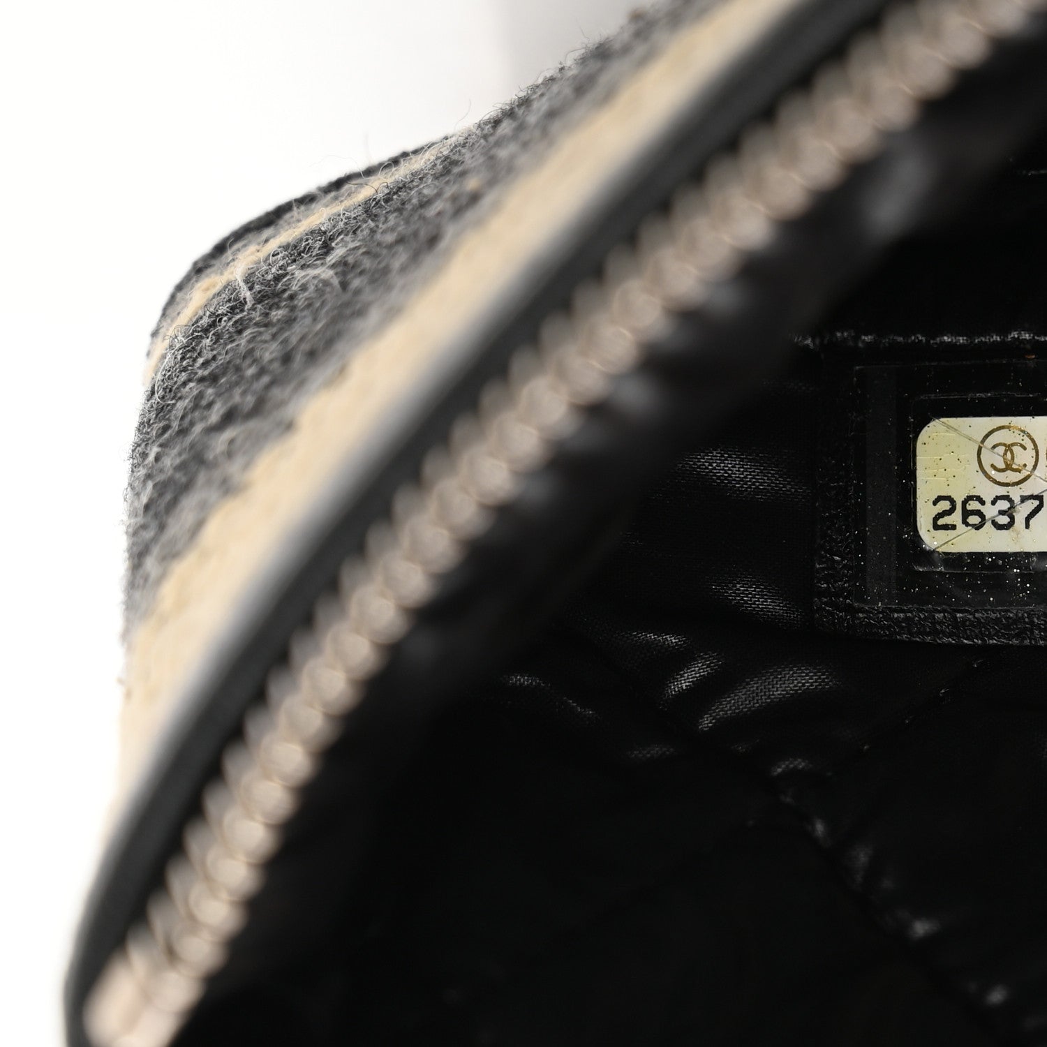 Chanel Striped Canvas Large Deauville Pouch Clutch Black 7 of 7