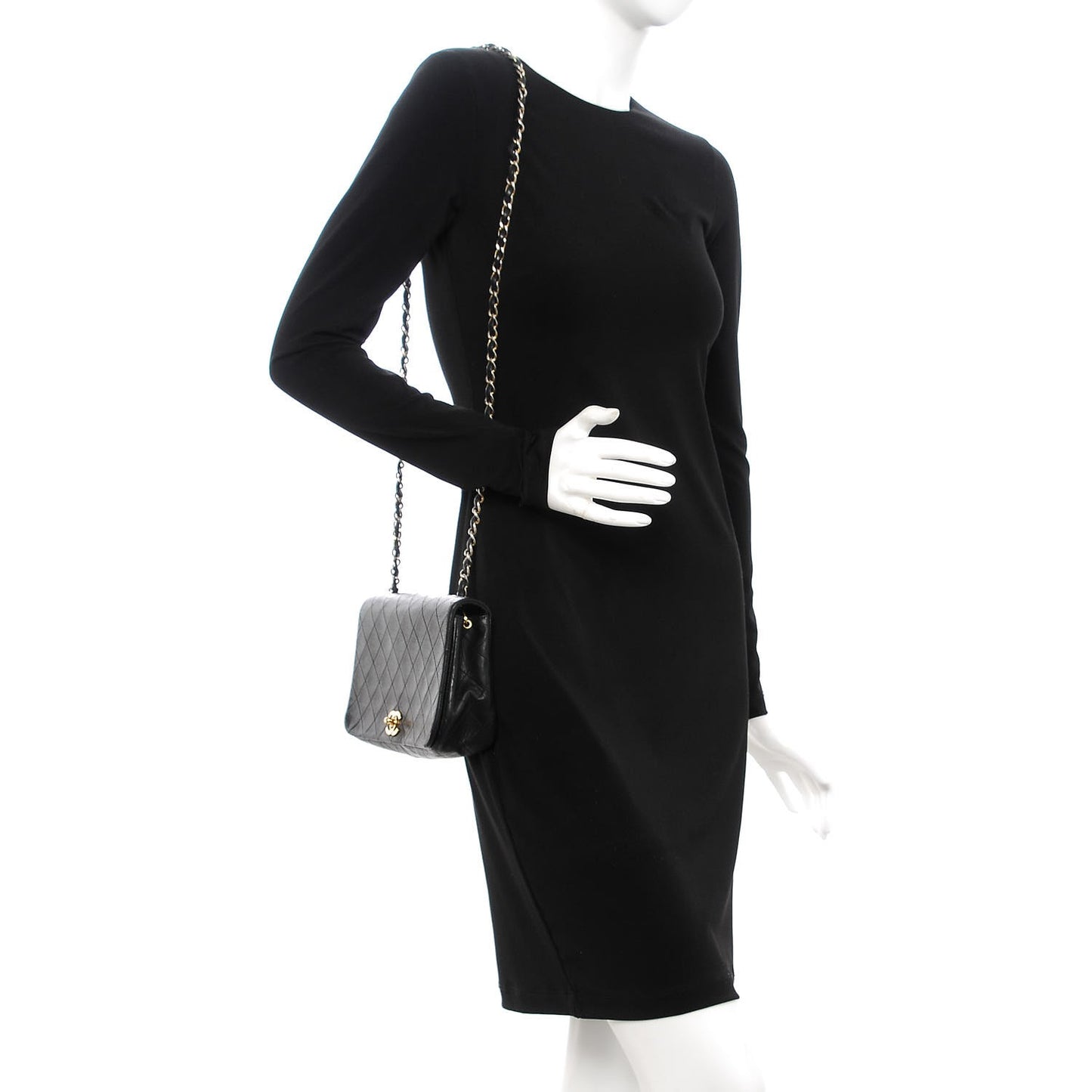 Lambskin Quilted Small Single Flap Black