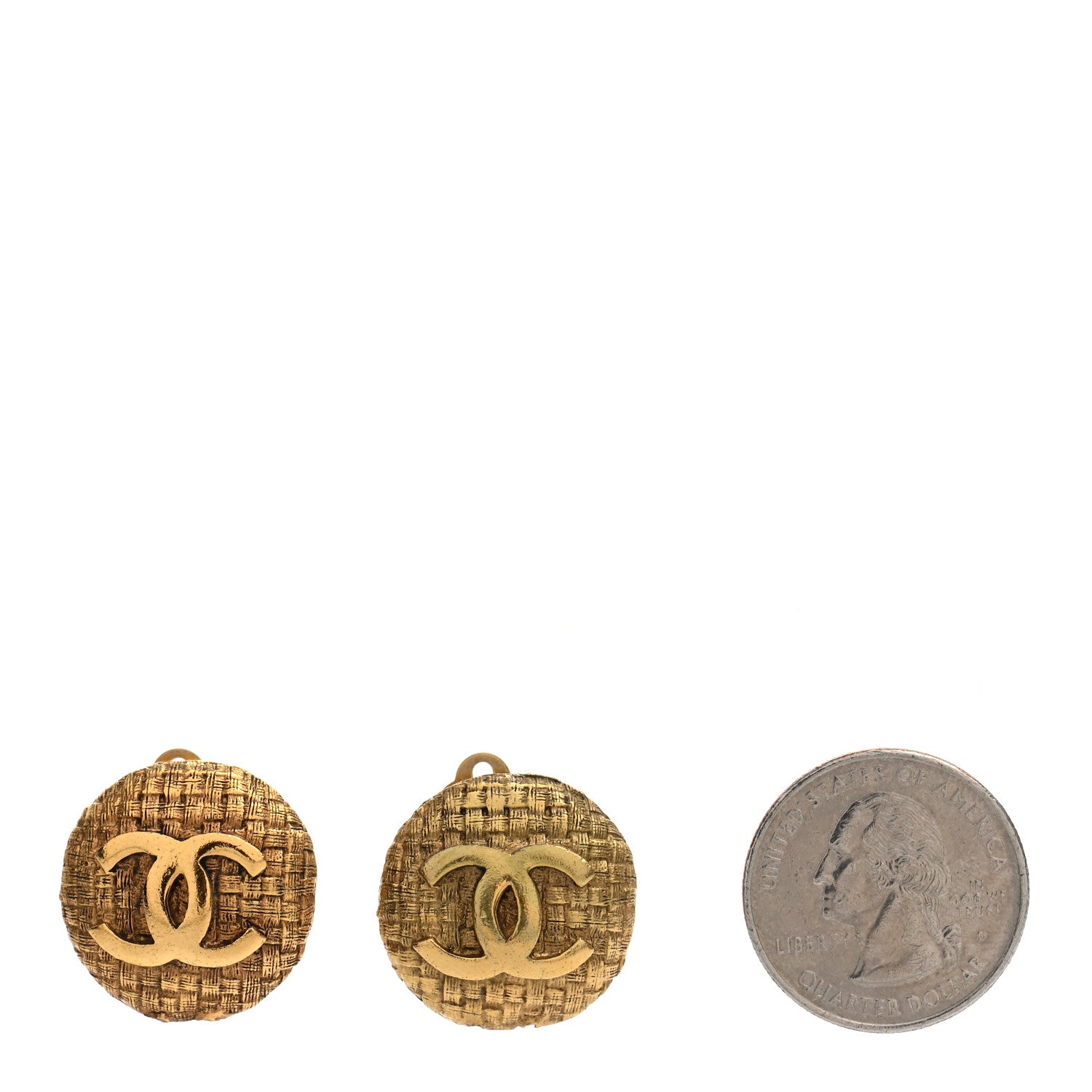 Chanel Metal Large CC Clip On Earrings Gold 2 of 6