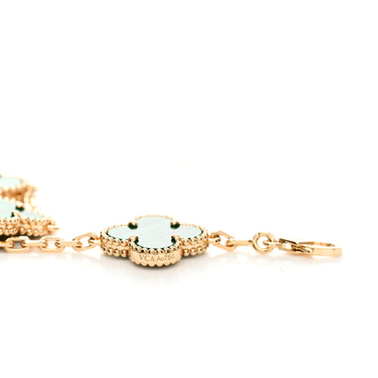 Van Cleef & Arpels 18K Yellow Gold Malachite 5 Motifs Vintage Alhambra Bracelet 3 of 5