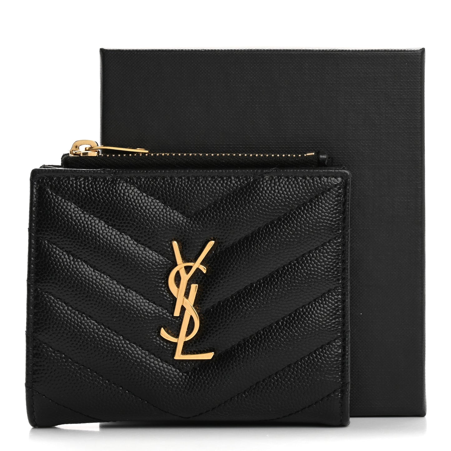 Grain De Poudre Matelasse Chevron Monogram Zipped Card Case Black