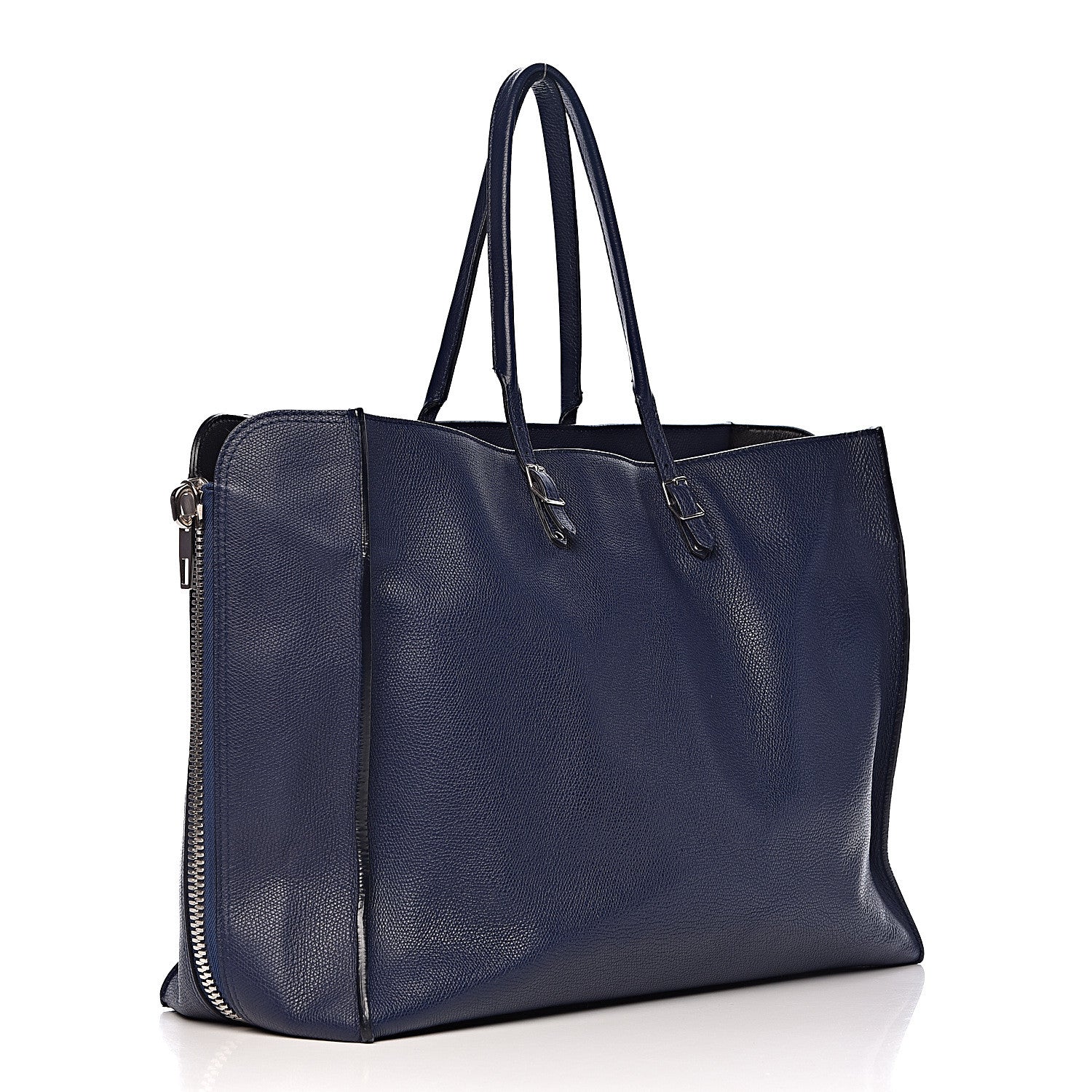 Balenciaga Calfskin Papier A4 Zip Around Plate Tote Bleu Indigo 3 of 20