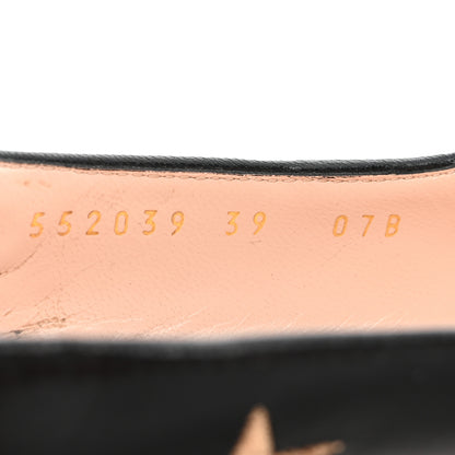 Gucci Malaga Kid Web Bee Star Embroidered Sylvie High Heel Slingback Pumps 39 Black 9 of 12