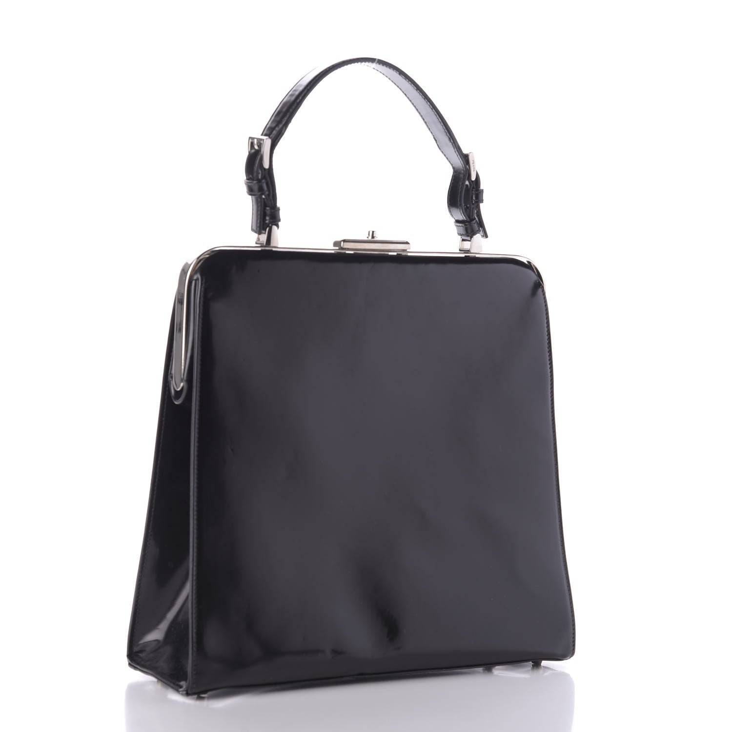 Prada Spazzolato Logo Print Framed Bag Black 3 of 8