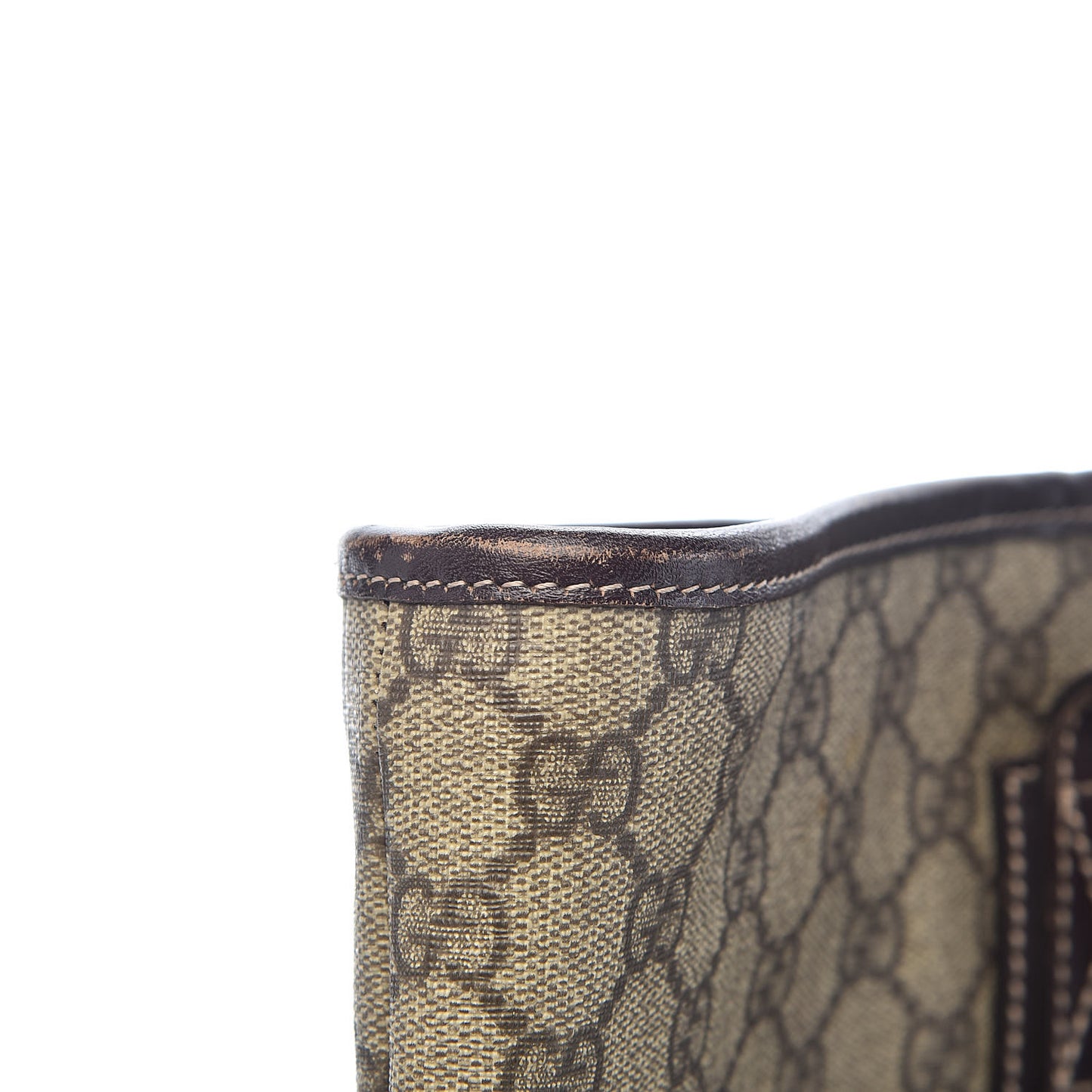 GG Supreme Monogram Medium Zippered Shopping Tote Dark Brown