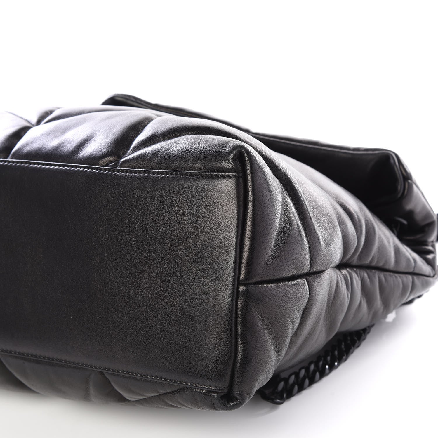 Saint Laurent Lambskin Quilted Medium Loulou Puffer Monogram Chain Satchel Black 6 of 9