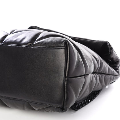 Saint Laurent Lambskin Quilted Medium Loulou Puffer Monogram Chain Satchel Black 6 of 9