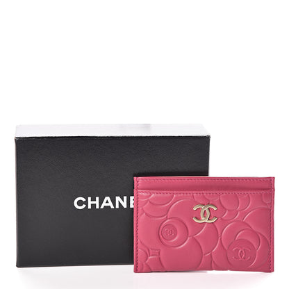 Chanel Lambskin Camellia Embossed Card Holder Fuchsia 9 of 9