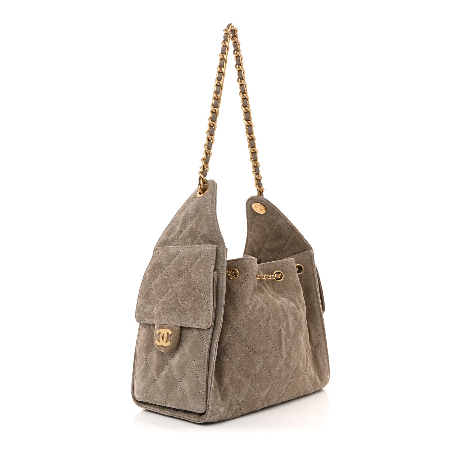 Chanel Suede Quilted Small Chanel 25 Handbag Dark Grey 3 of 11