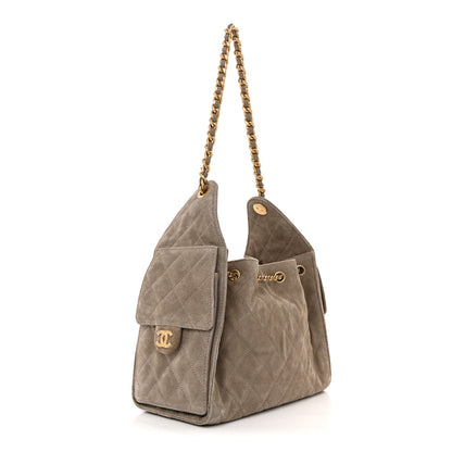 Chanel Suede Quilted Small Chanel 25 Handbag Dark Grey 3 of 11