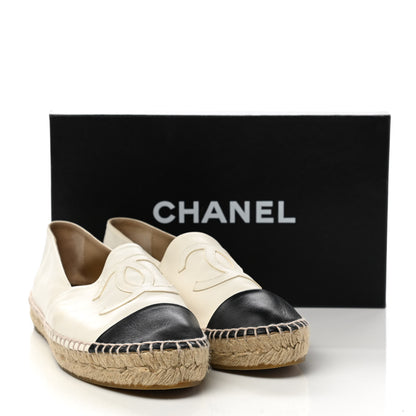 Chanel Calfskin Grosgrain CC Espadrilles 39 Ivory Black 10 of 10