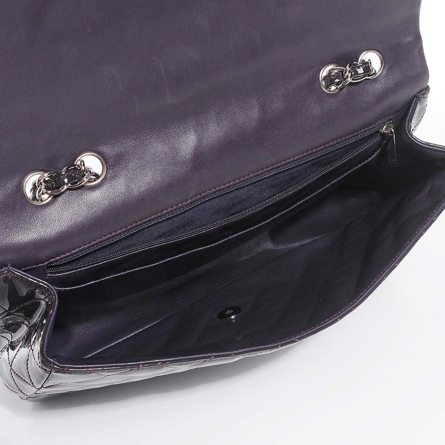 Chanel Patent Quilted Jumbo Single Flap Dark Purple 5 of 8