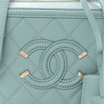Chanel Caviar Quilted Small CC Filigree Vanity Case Light Blue 7 of 10