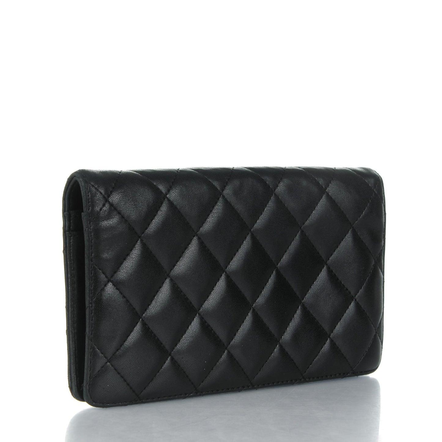 Lambskin Quilted Yen Wallet Black