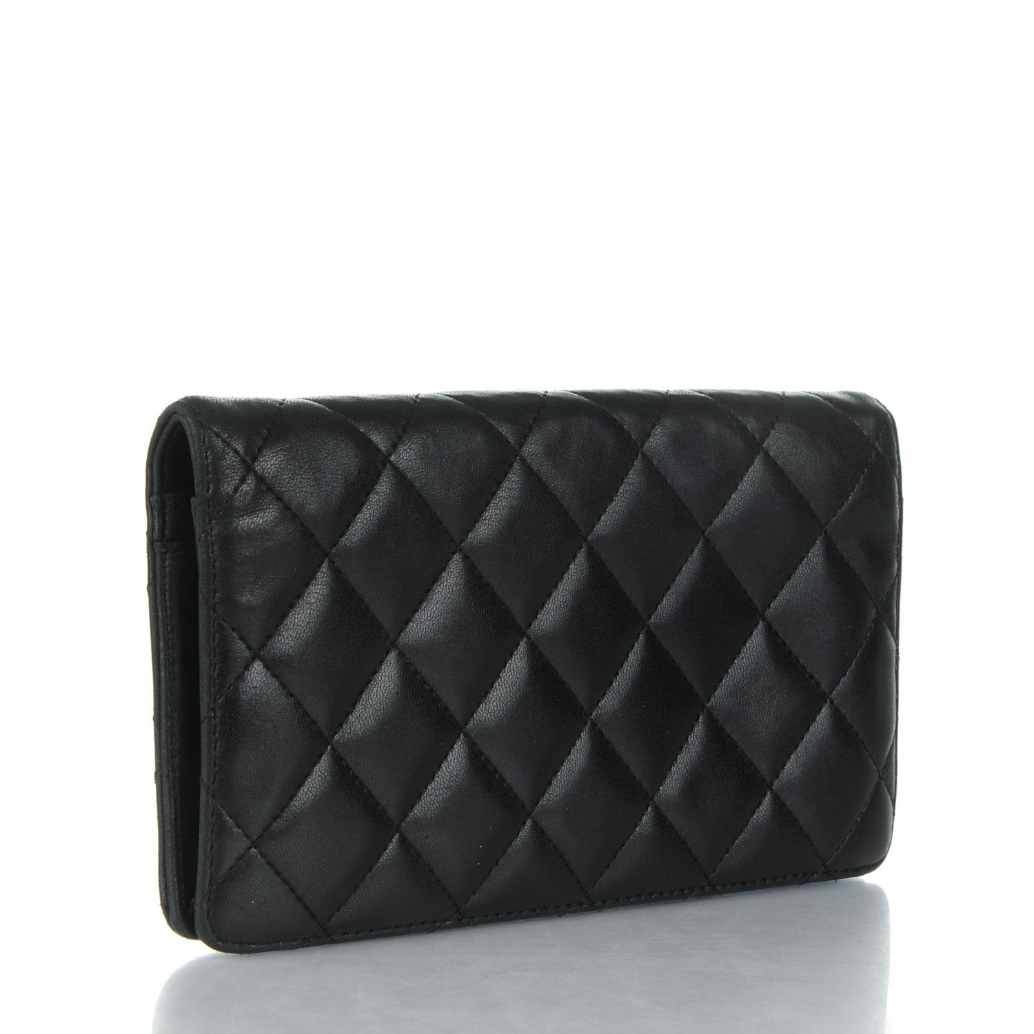 Chanel Lambskin Quilted Yen Wallet Black 3 of 9