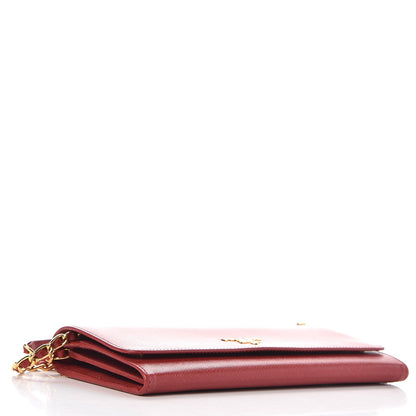 Prada Saffiano Metal Oro Chain Wallet Fuoco 4 of 7