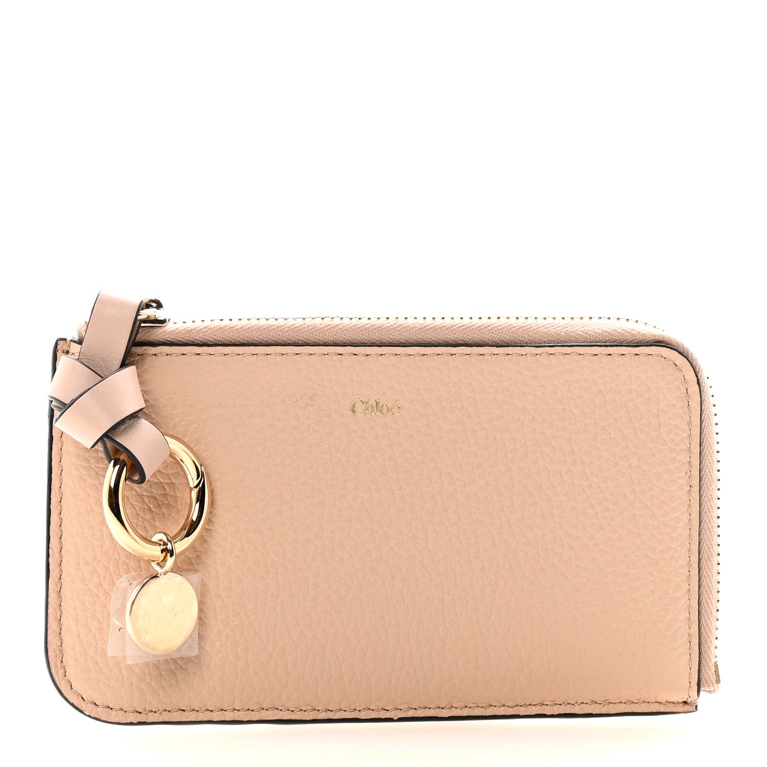 Chloe Grained Calfskin Alphabet Zip Card Holder Cement Pink 1 of 8