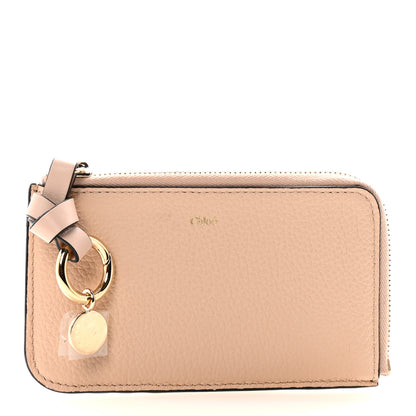Chloe Grained Calfskin Alphabet Zip Card Holder Cement Pink 1 of 8