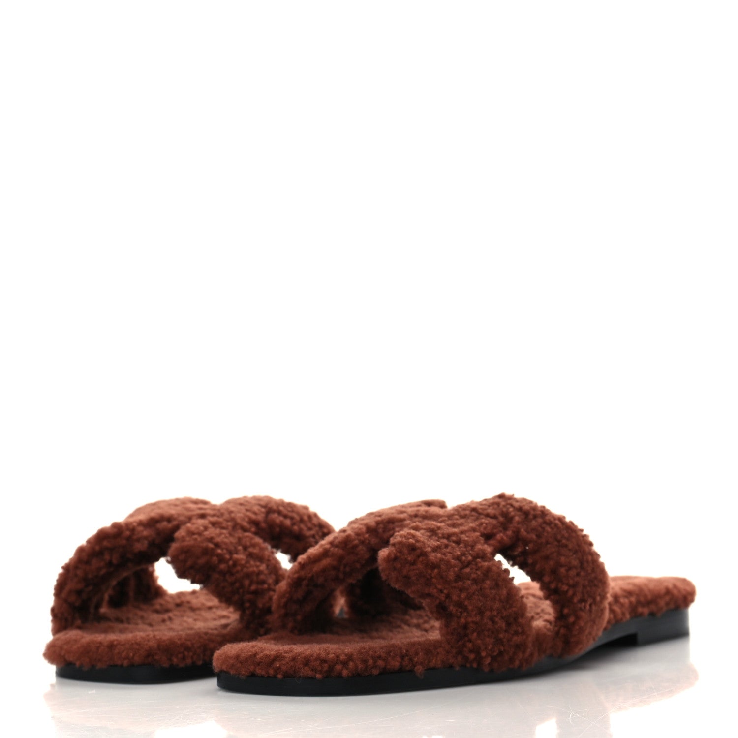 Hermes Woolskin Oran Sandals 40 Cognac 3 of 8