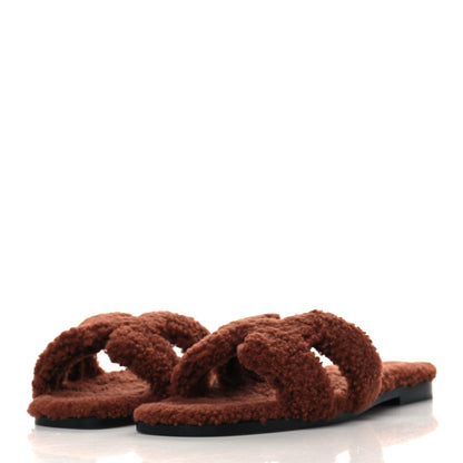 Hermes Woolskin Oran Sandals 40 Cognac 3 of 8