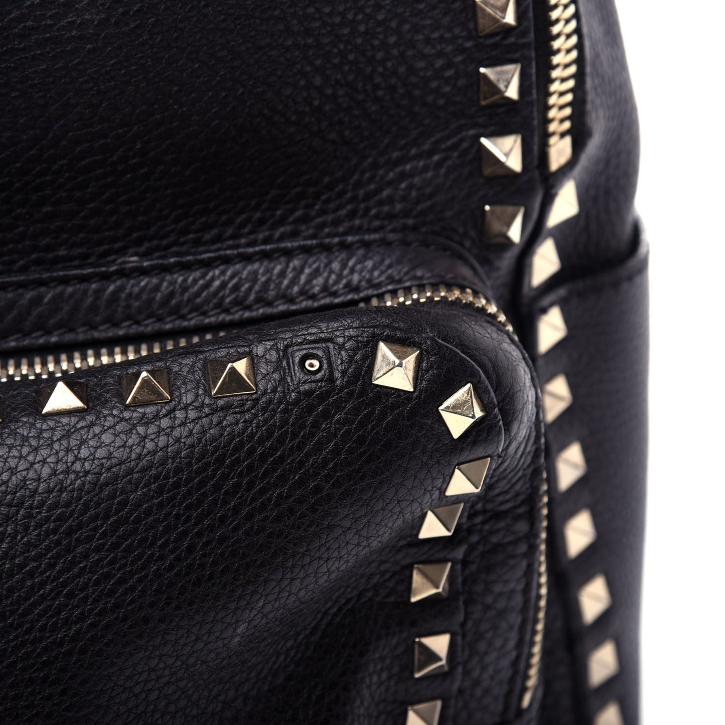 Grained Calfskin Medium Rockstud Backpack Black
