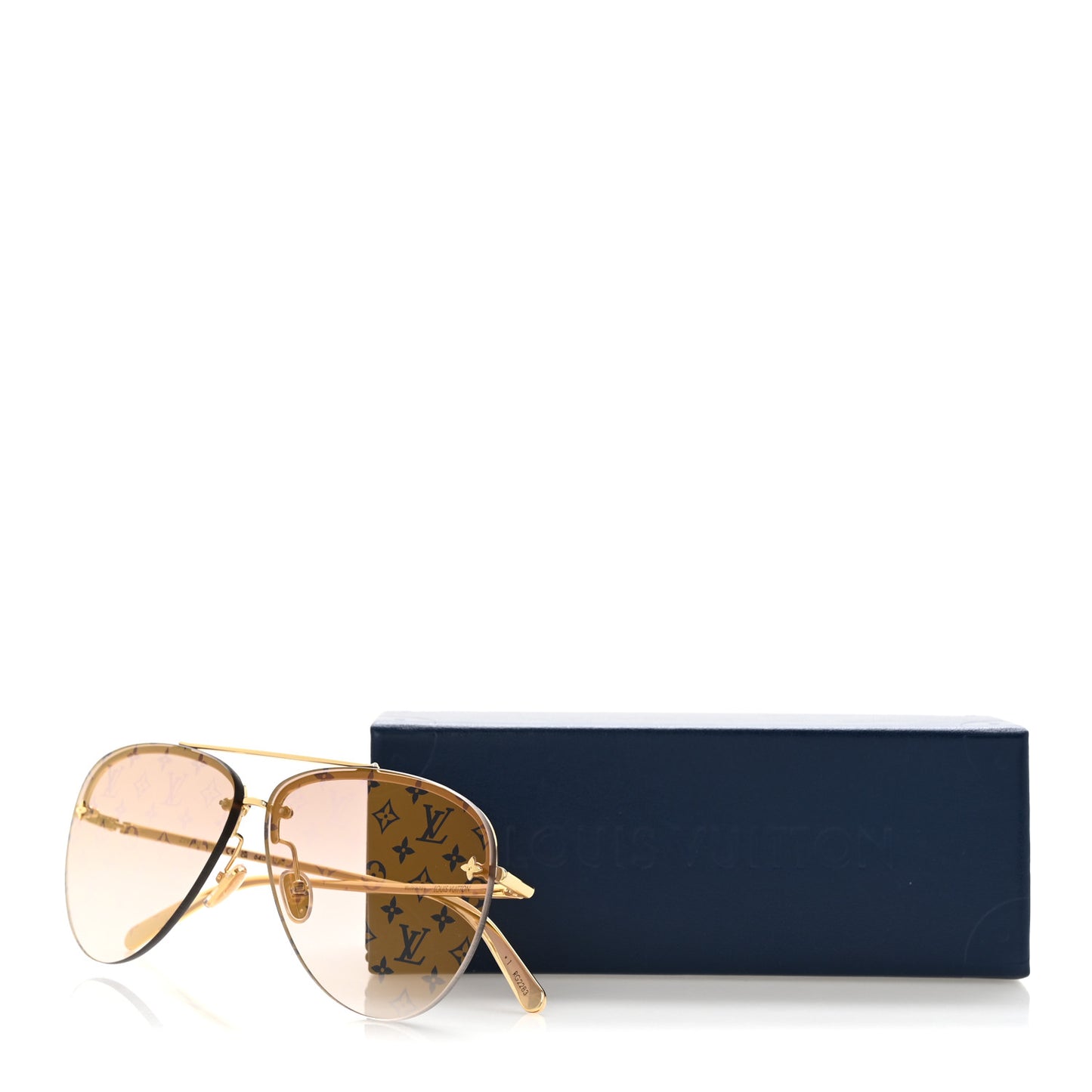 Metal Monogram LV Pilot Light Sunglasses Z1913U Gold Gradiant Brown