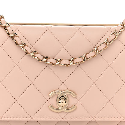 Chanel Lambskin Quilted Trendy CC Wallet On Chain WOC Light Beige 9 of 12